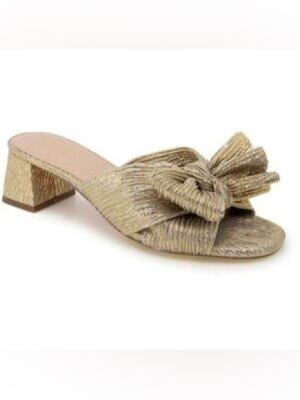 Kensie metallic gold Knotted Open-Toe Block Heel Mule - Women